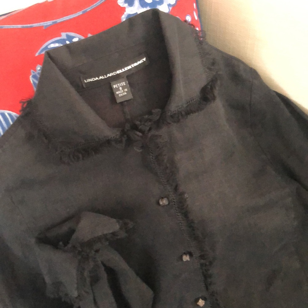 Linda Allard Black Linen Blouse